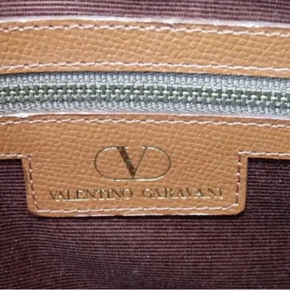 AUTH Authentic Valentino Garavani Brown Leather Tassel Handbag Tote - Picture 10 of 12